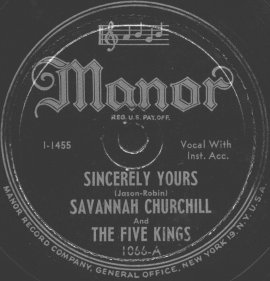 Manor Label-Savannah Churchill And The Five Kings-1947
