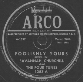 Arco Label-Savannah Churchill And The Four Tunes-1950