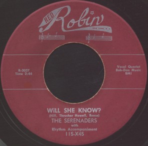 Red Robin Label-Will She Know?-Serenaders-1953