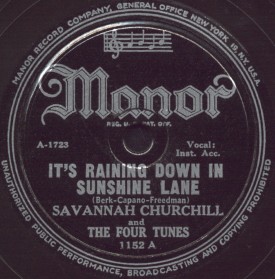 Manor Label-It's Raining Down In Sunshine Lane-Savannah Churchill and Four Tunes-1948