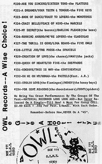 Ad for OWL RECORDS from 1975