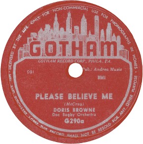 Gotham Label-Please Believe Me-Doris Browne-1953